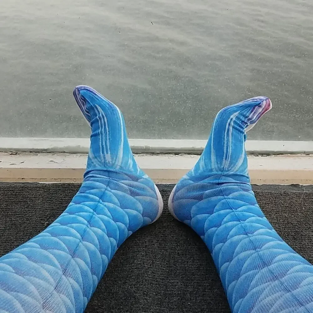 New! Be a Mermaid ! Tail High Socks in Blue